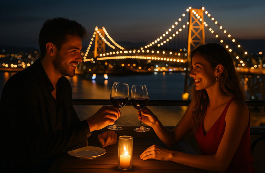 Procurando o cenário ideal para um encontro especial? Descubra onde ter uma noite romântica em Floripa, com restaurantes à meia-luz, rooftops com vista e aquele clima de filme.